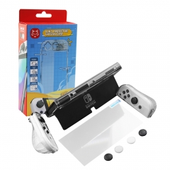 Nintendo Switch OLED 8 in 1 Protection Kit / Glass Screen / Silicone Caps / Crystal Case